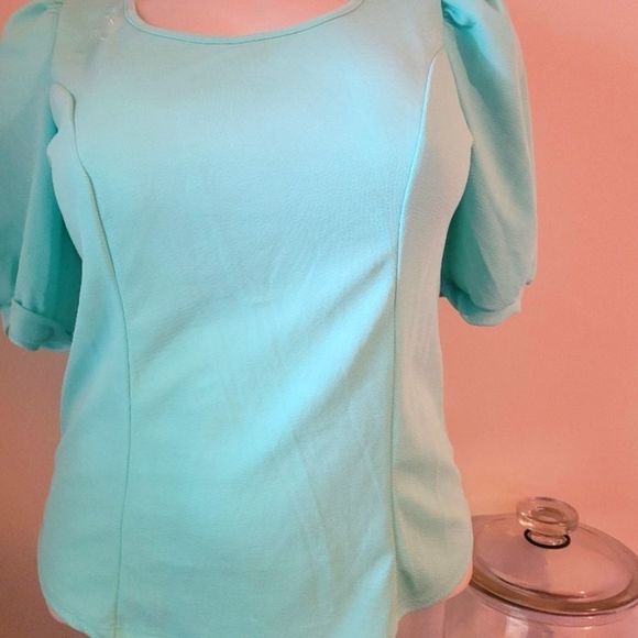 Plus size puff Sleeve top. - Picture 1 of 8